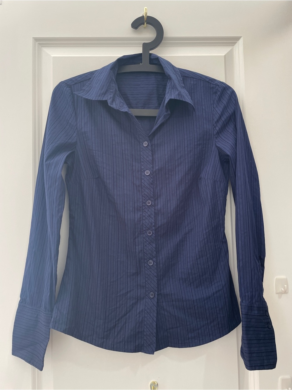 Jacob Women's Navy Pinstripe Button-Up Blouse